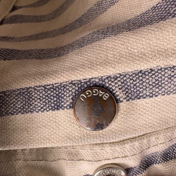 Baggu Tote Bag White Canvas Double Handle Nautical Sailor Stripe Shoulder - Picture 14 of 16